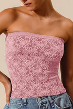SO ME Jacquard Floral Two Tone Seamless Tube Top
