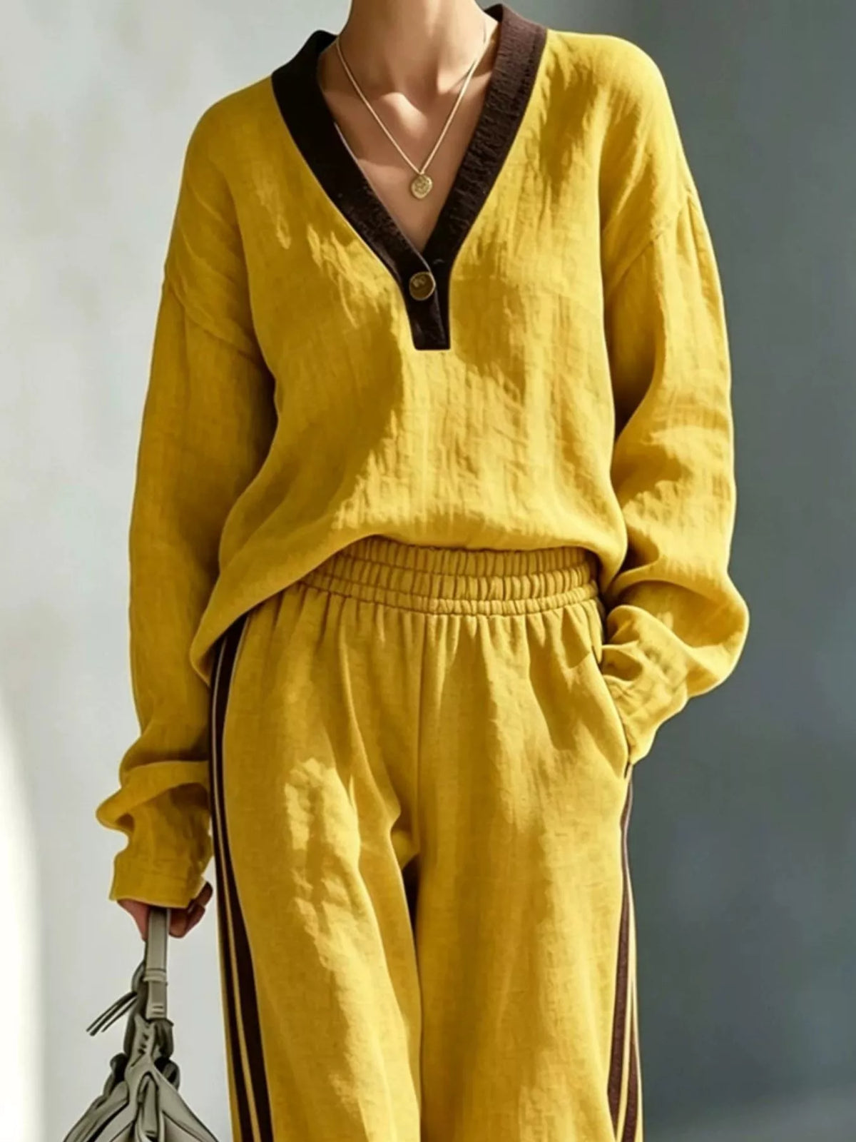 Long Sleeve Top and Side-Striped Joggers Set