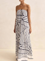 Smocked Printed Tube Maxi Dress