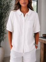 Full Size Button Up Short Sleeve Shirt Plus Size