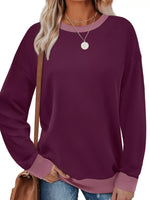 Contrast Trim Crew Neck Casual Sweatshirt