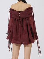 Ruffled Off-Shoulder Flounce Sleeve Blouse