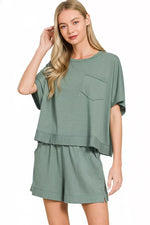 Zenana Exposed Seam Boxy Top & Shorts Set