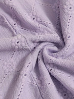 Eyelet Round Neck Flutter Sleeve Top