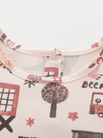 Children's Tiered Cartoon Print Casual Dress