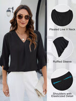 V-Neck Ruffle Sleeve Blouse