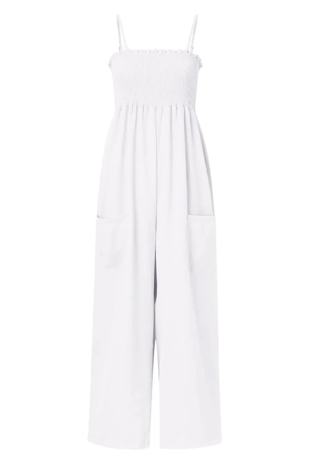Smocked Spaghetti Strap Wide Leg Jumpsuit
