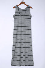 Striped Slit Sleeveless Maxi Dress