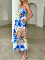 Pocketed Printed Sleeveless Cami Dress