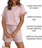 Ruffle Sleeve Textured Top and Shorts Set