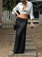 Collared Neck Long Sleeve Cropped Shirt