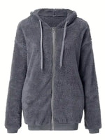 Fleece Zip-Up Drawstring Outerwear