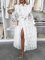 Lace Button Front Shirt Dress