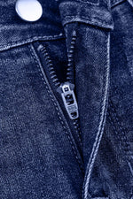 Folded Cuffs Distressed Straight High Waist Jeans