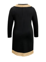 Plus Size Contrast Trim Drawstring Long Sleeve Mini Dress