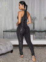 Sparkling Rhinestone Cutout Jumpsuit