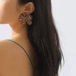 Beaded Bowknot Christmas Earrings