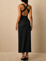 Sleeveless Ribbed Knit Midi Dress