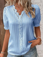 Full Size Lace Detail V-Neck Blouse Plus Size