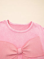 Mineral Wash Bow Patchwork Sweatshirt