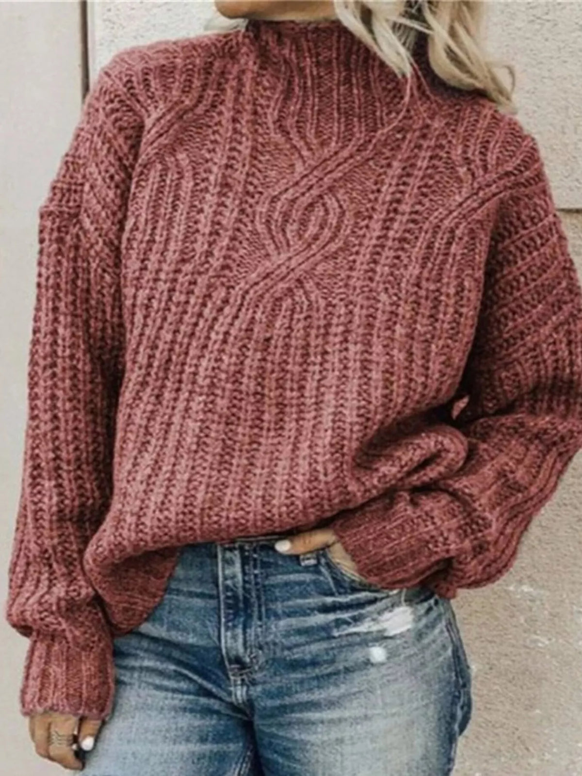 Full Size Turtleneck Long Sleeve Sweater Plus Size