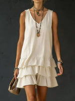 Full Size Ruffled Hem V-Neck Sleeveless Dress Plus Size