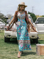 Tassel Floral Print Tiered Cami Dress