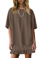 Round Neck Half Sleeve Tee and Skirt Set