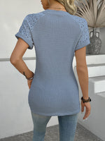 Hollow Out Waffle Knit Short Sleeve T-Shirt