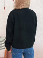 Flower Button Up Ribbed Hem Cardigan