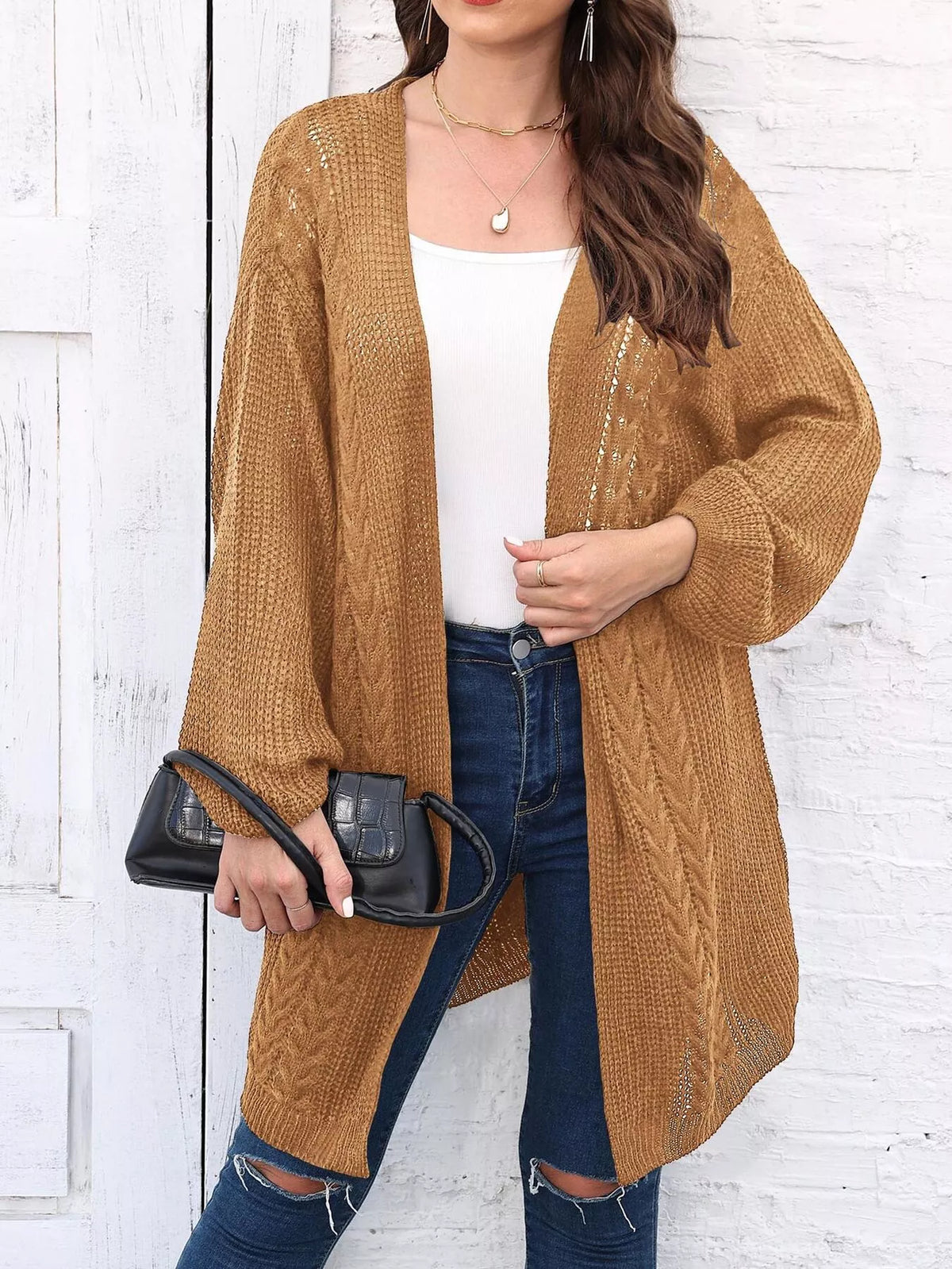 Open Front Long Sleeve Cardigan
