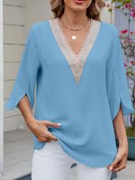 V-Neck 3/4 Sleeve Blouse