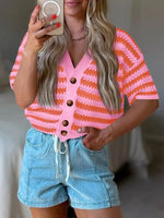 Striped Button Up Cardigan