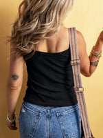Full Size Ribbed Button Front Tie Hem Cami Tank Top Plus Size