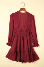 Elegant Tie-Front Ruffle Mini Dress with Smocked Wiast