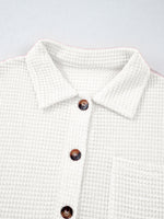 Waffle Knit Button Detail Top