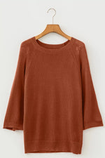Ribbed Knit Round Neck Short Sleeve Sweater
