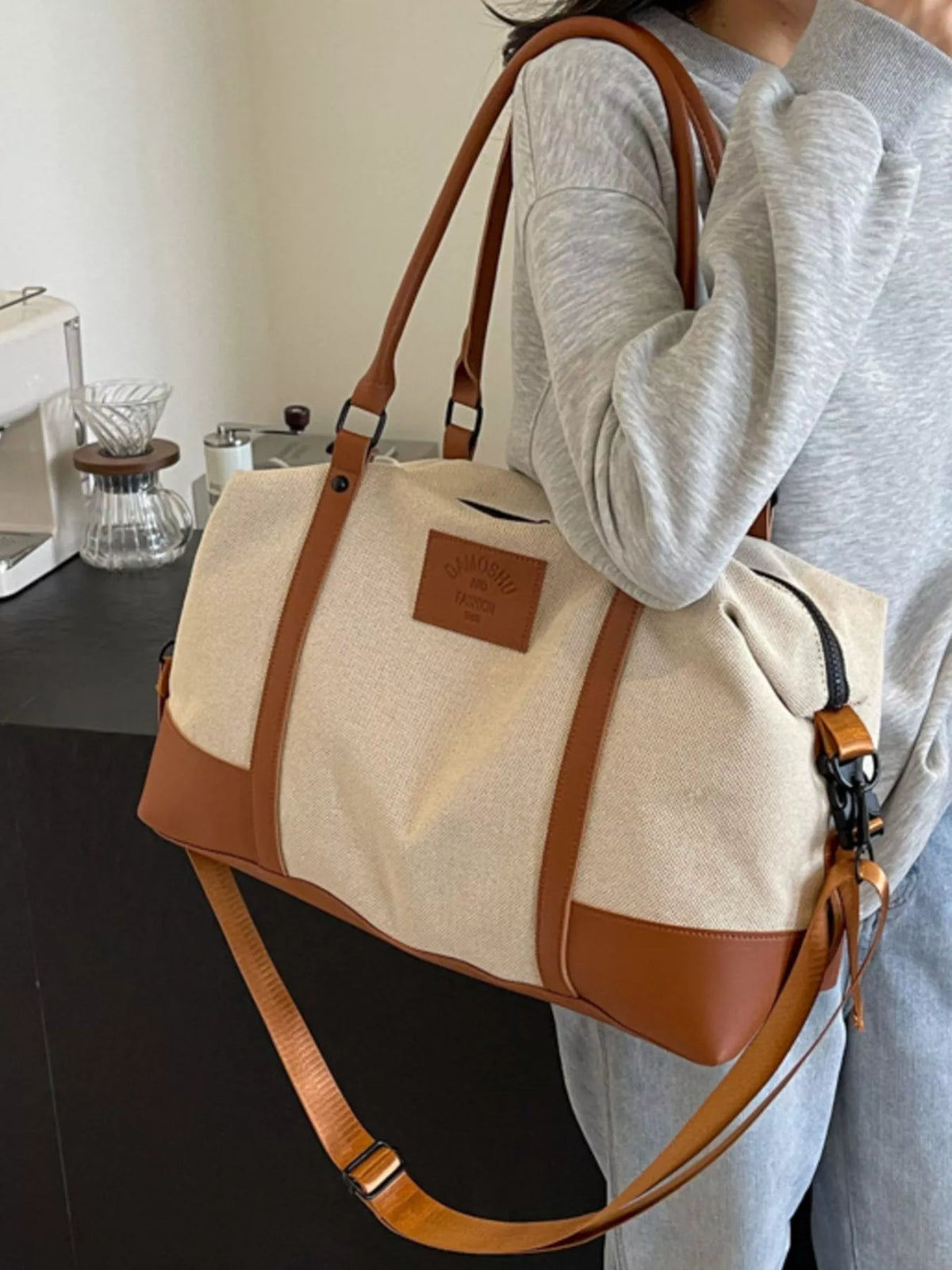 Canvas Leather Trim TravelBag