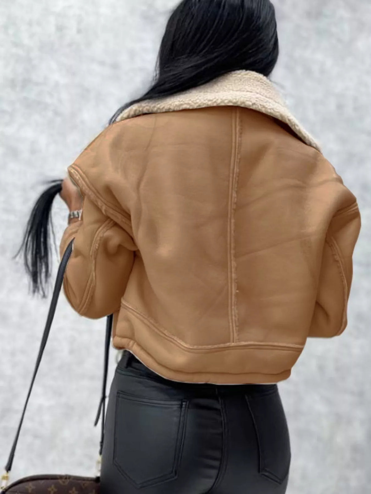 Sherpa Trim Cropped Jacket