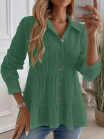 Button-Down Long Sleeve Tiered Shirt