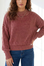 Drop Shoulder High Neck Ribbed Sweater