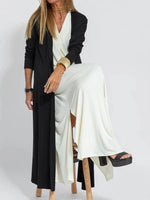 Full Size Open Front Side Slit Longline Cardigan Plus Size