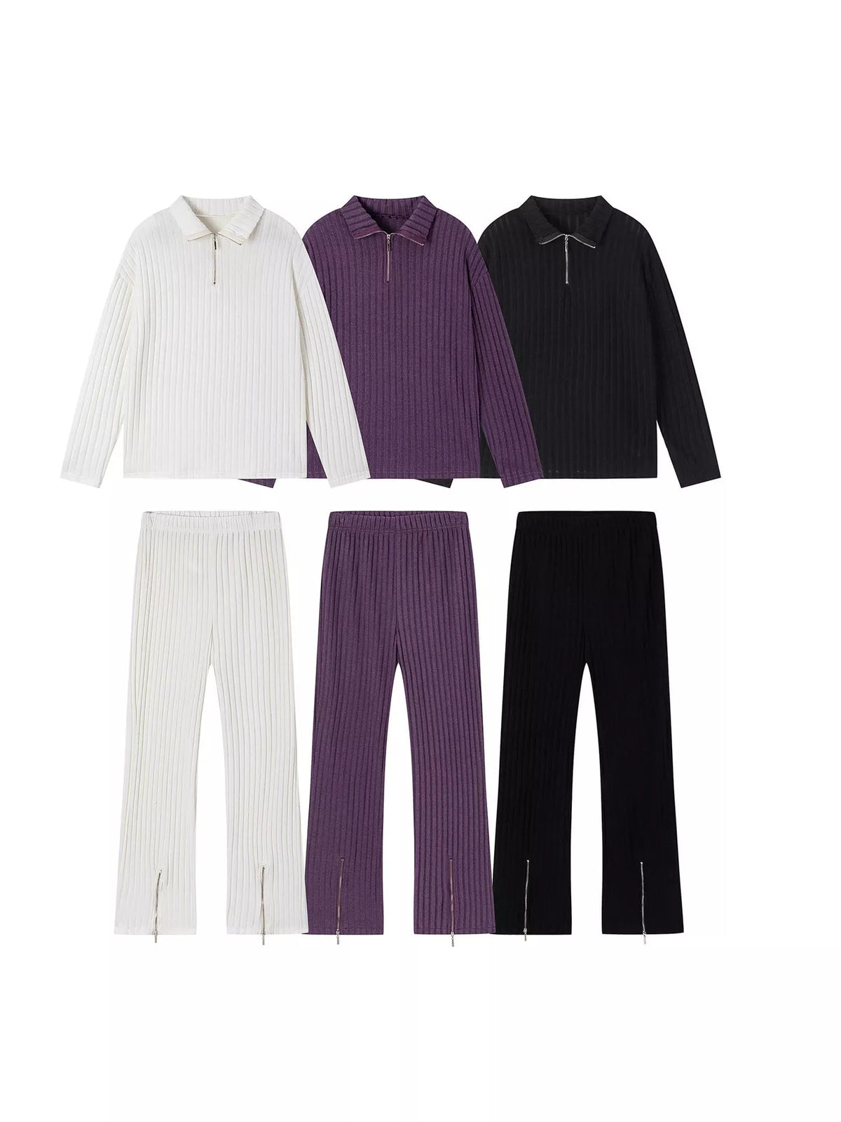 Ribbed Knit Top and Pants Set