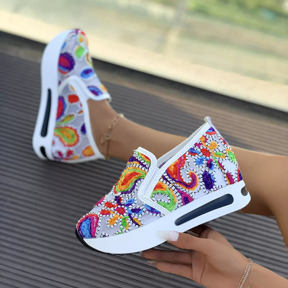Round Toe Platform Slip-Ons