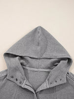 Waffle Splicing Zip Up Front Button Hooded Jacket
