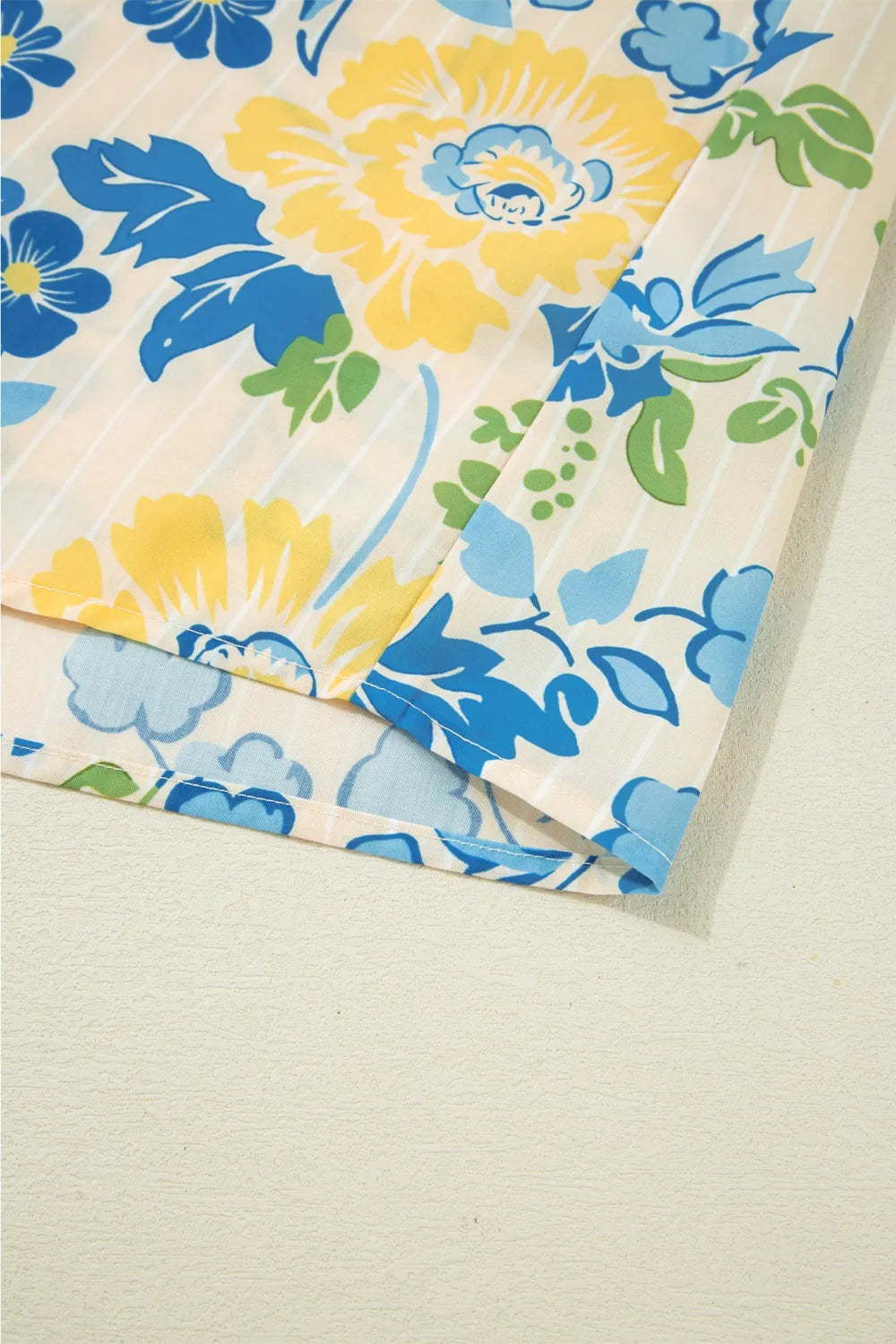 Printed Puff Sleeve Button Down Summer Shirt