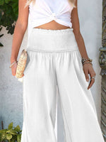 Wide-Leg Smocked Waist Pants