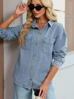 Button Up Dropped Shoulder Denim Jacket