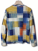 Color Block Zip Front Long Sleeve Top