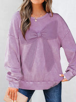 Mineral Wash Bow Patchwork Sweatshirt